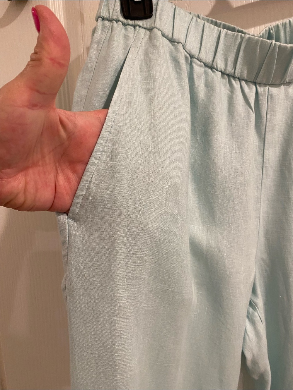 Eileen Fisher Light Aqua Straight Leg Pants - Picture 2 of 6